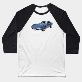 Vintage Blue Sport Car Baseball T-Shirt